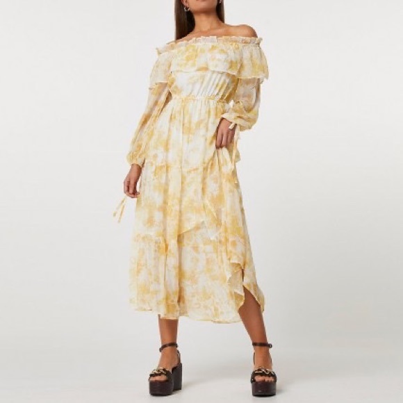 River Island | Dresses | River Island Floral Long Sleeve Off The Shoulder Maxi  Dress | Poshmark